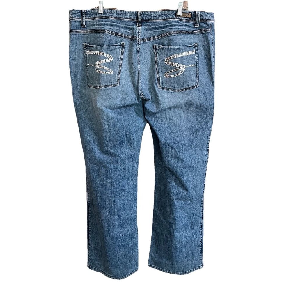 Womens Seven7 Jeans High Rise Sequins Stretch Distressed Size 24 Measure 43x31.5